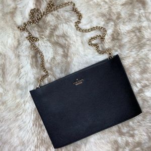 Kate Spade Black Leather Cross-Body Slim Purse